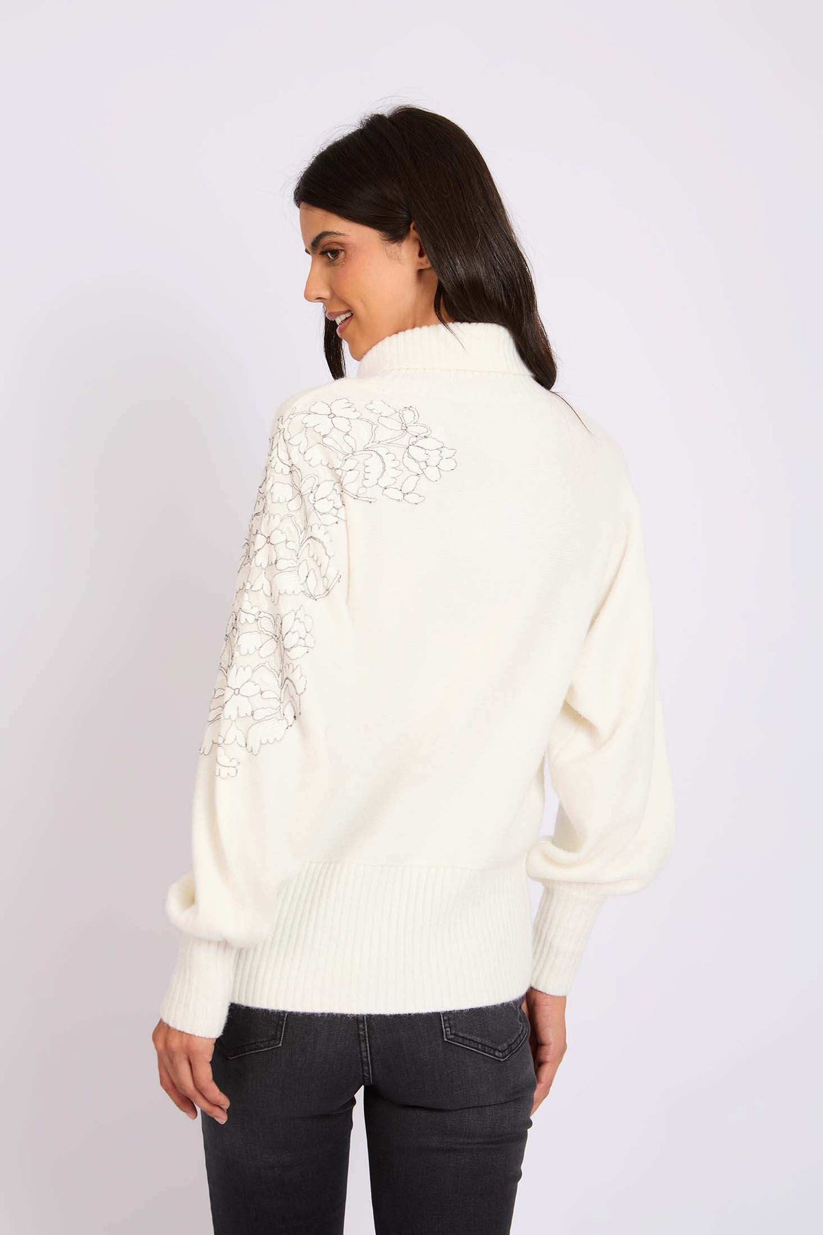 Women Regular Fit Pullover Off White