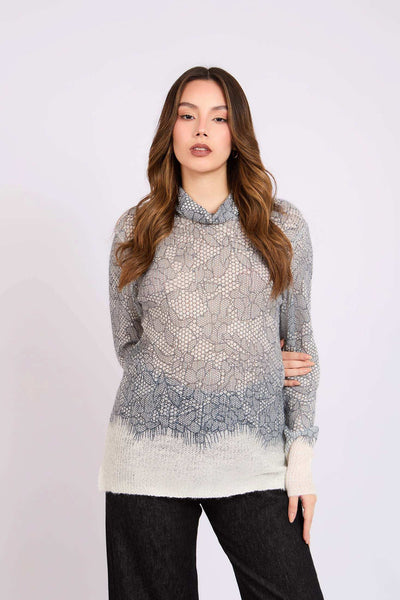 Women Regular Fit Pullover - Grey/Offwhite