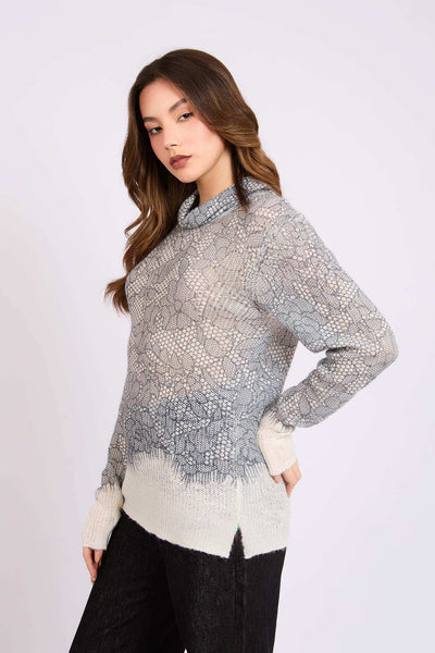 Women Regular Fit Pullover - Grey/Offwhite