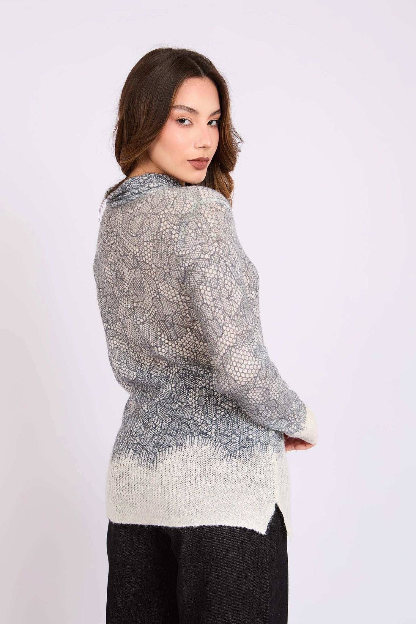 Women Regular Fit Pullover - Grey/Offwhite