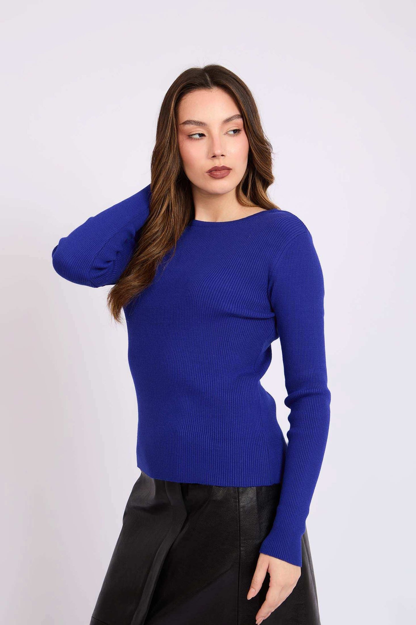 Women Regular Fit Pullover Blue