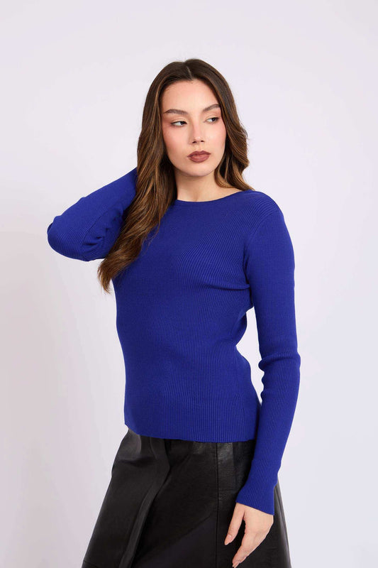 Women Regular Fit Pullover Blue