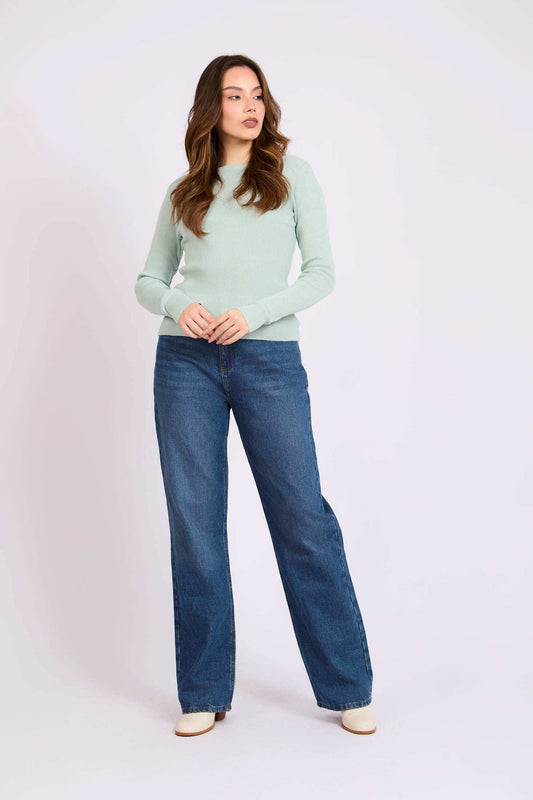 Women Regular Fit Pullover Mint Green