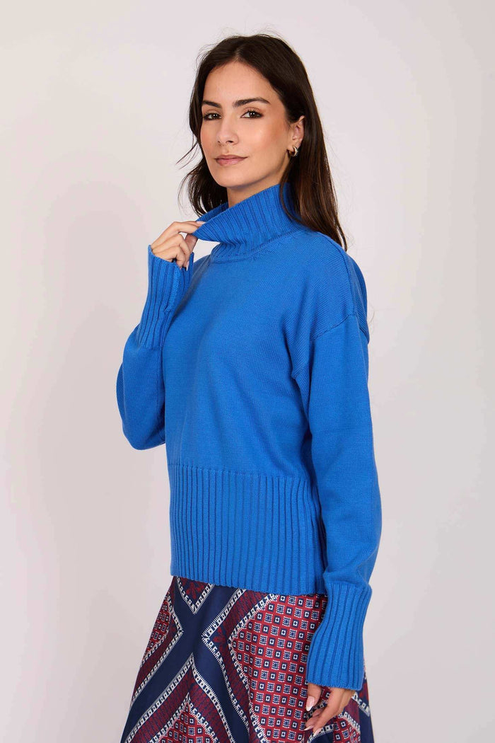 Women Regular Fit Pullover Blue