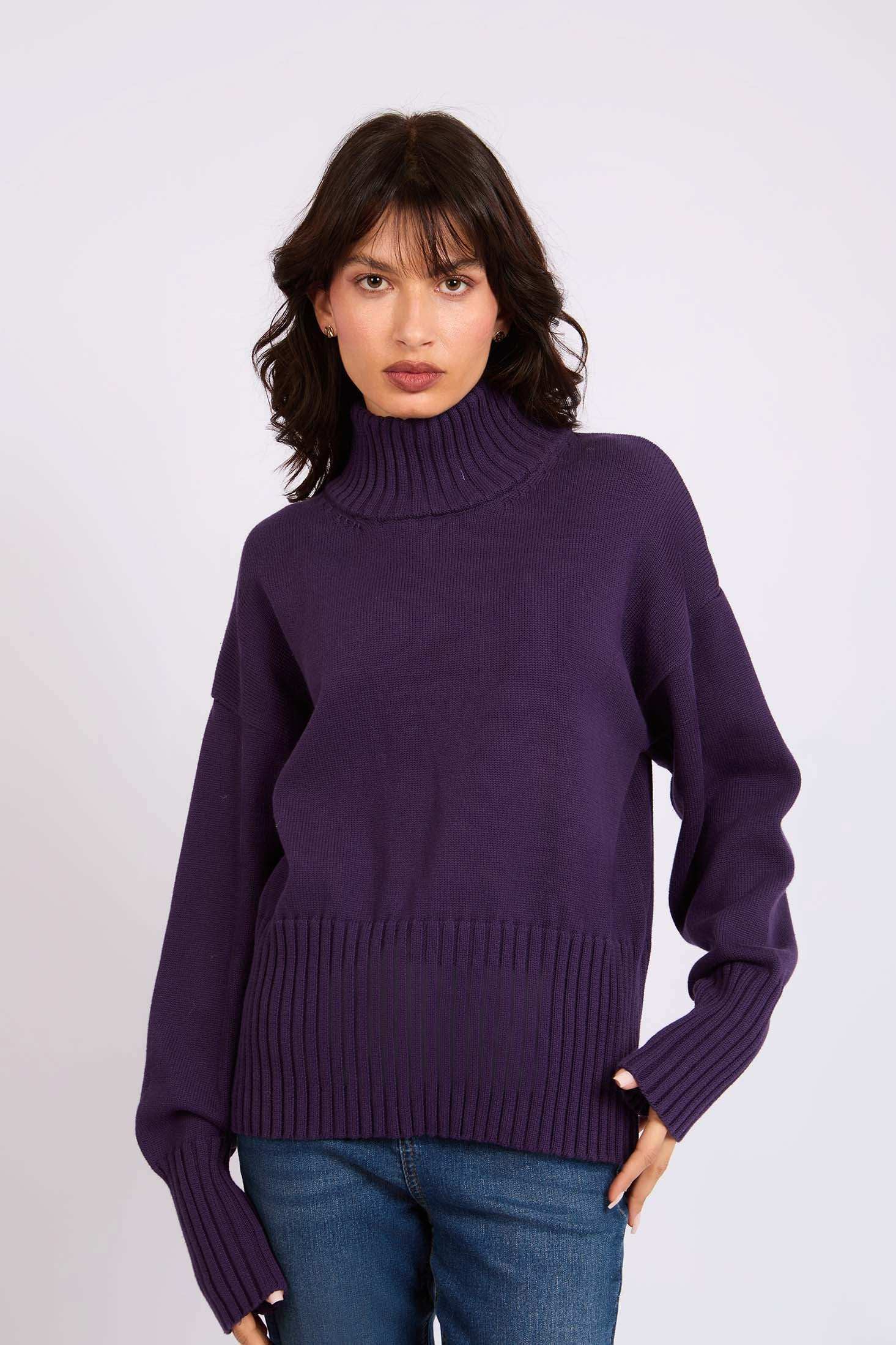 Women Regular Fit Pullover Purple