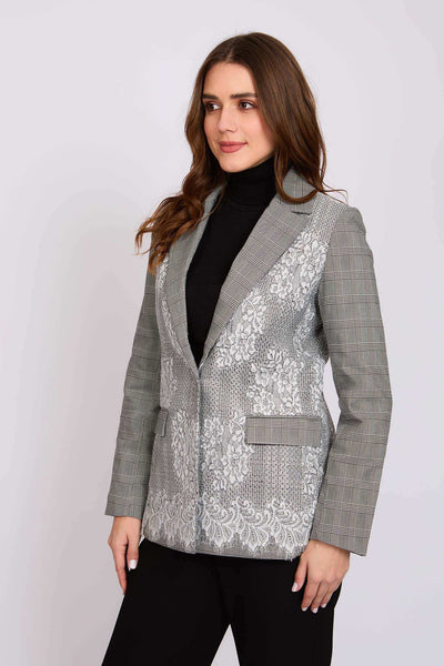 Women Regular Fit Blazer - Grey