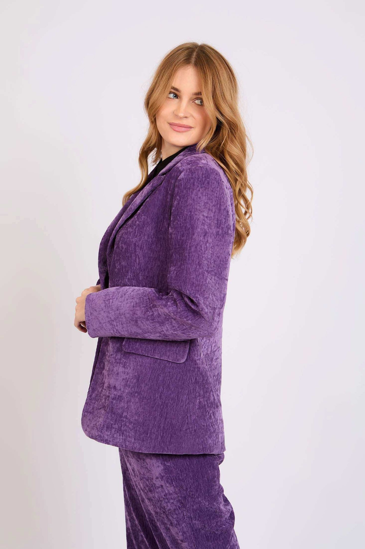 Women Regular Fit Blazer Purple