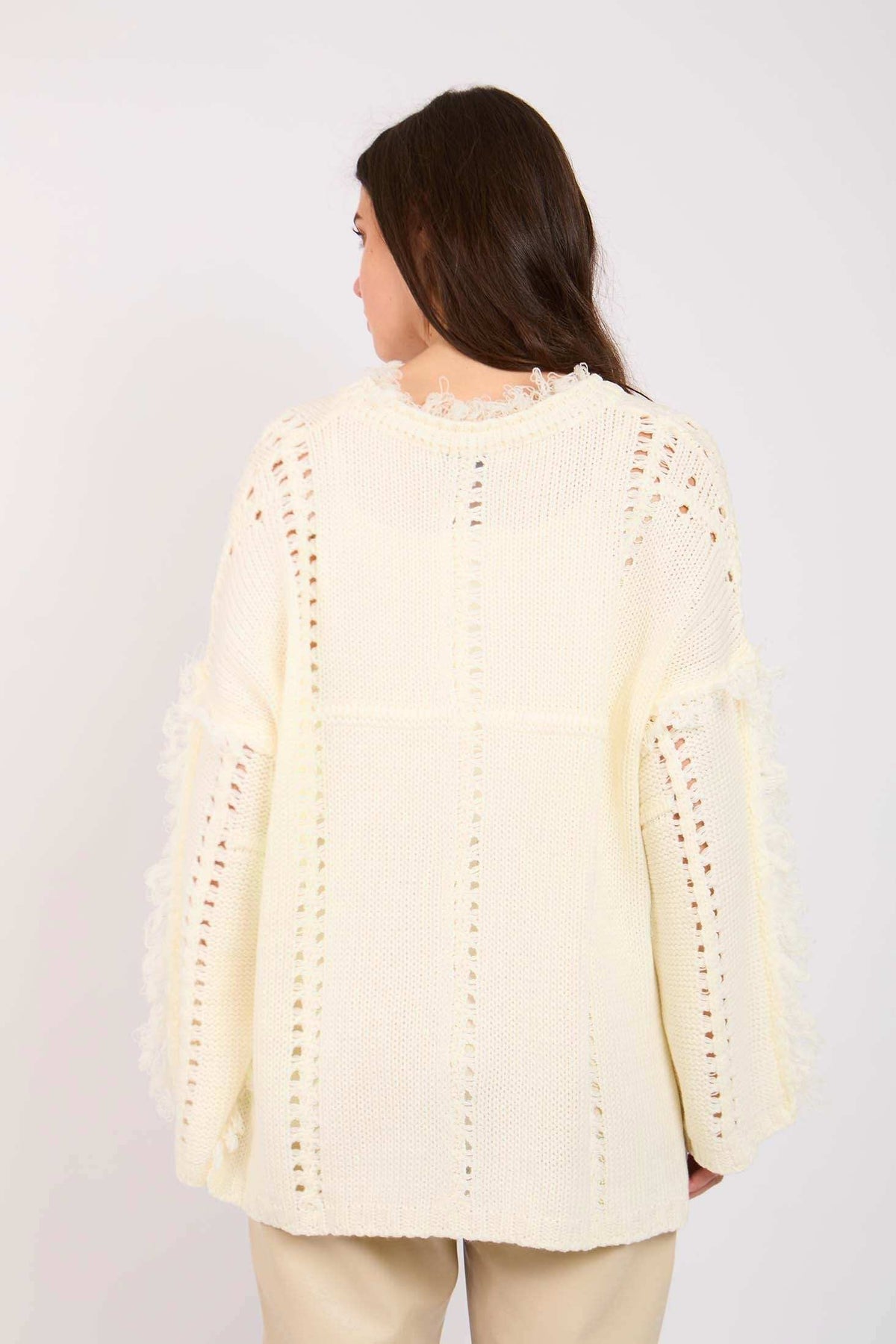 Women Regular Fit Pullover Off White