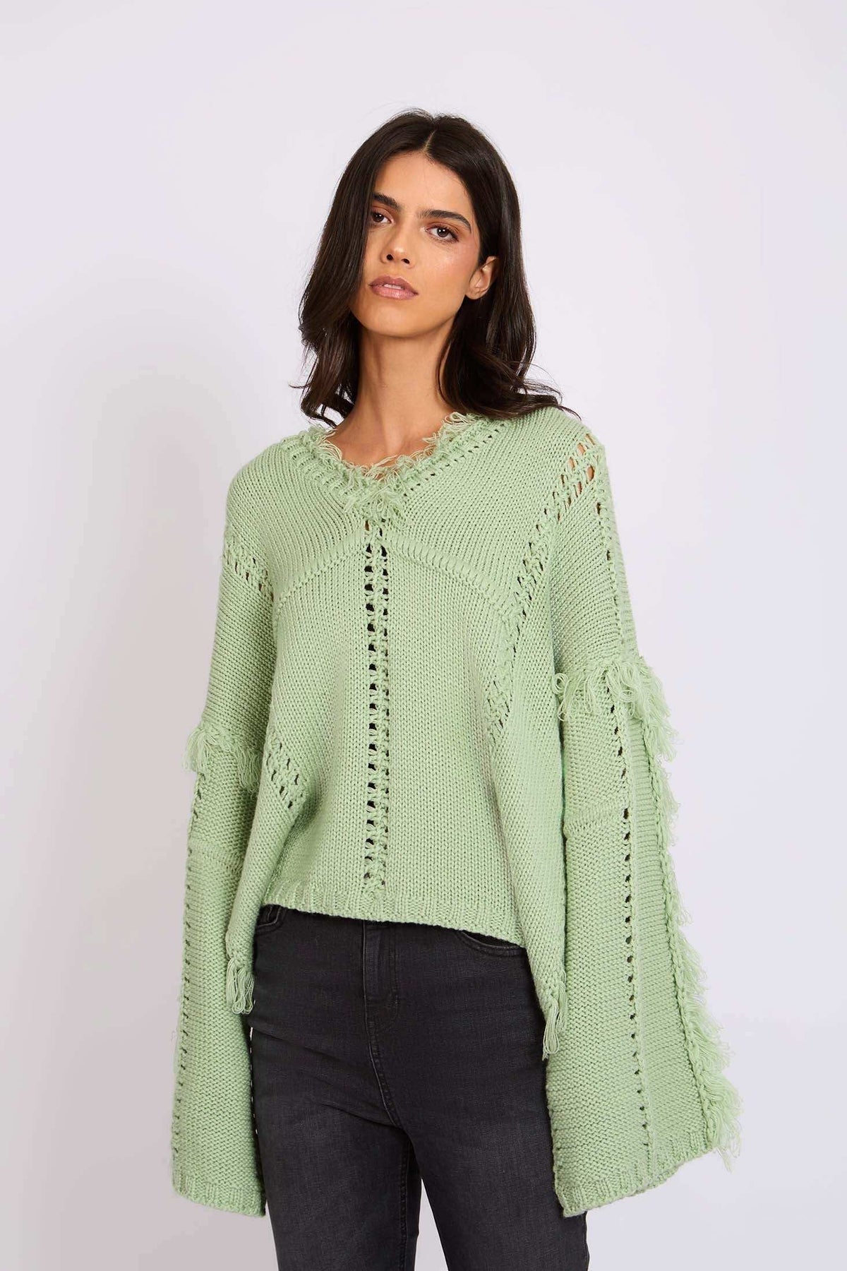 Women Regular Fit Pullover Mint Green