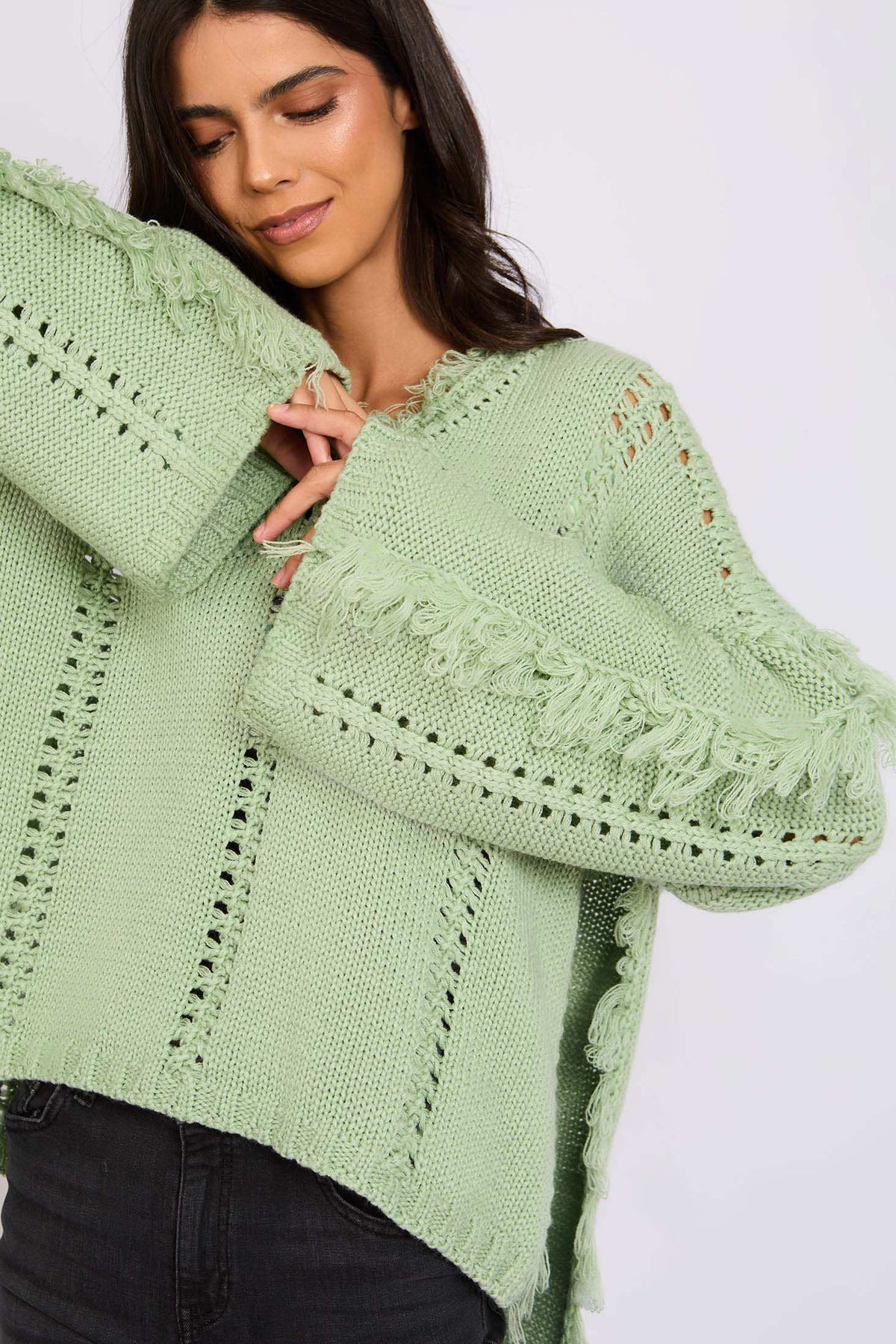 Women Regular Fit Pullover Mint Green