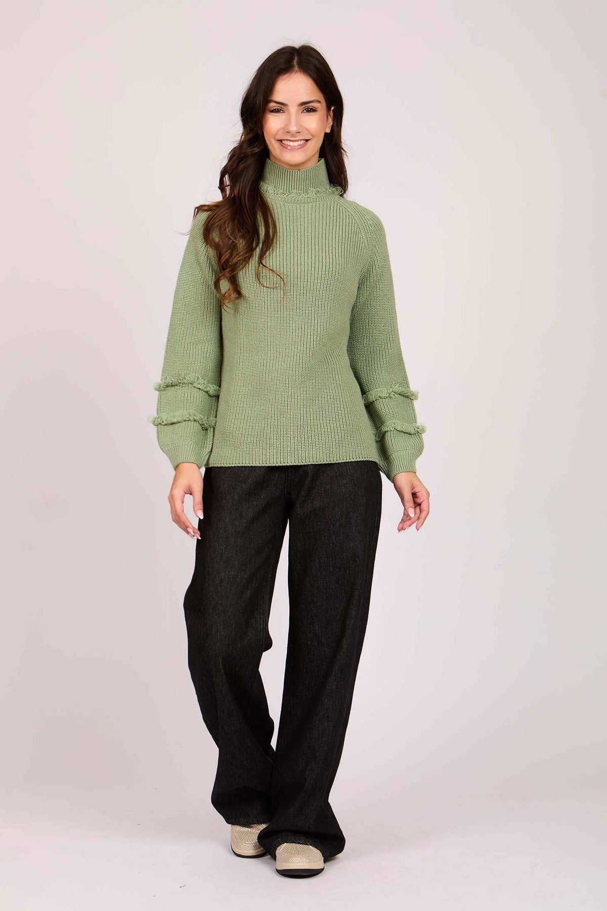Women Regular Fit Pullover Green