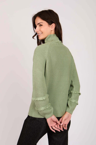 Women Loose Fit Turtleneck Pullover - Green