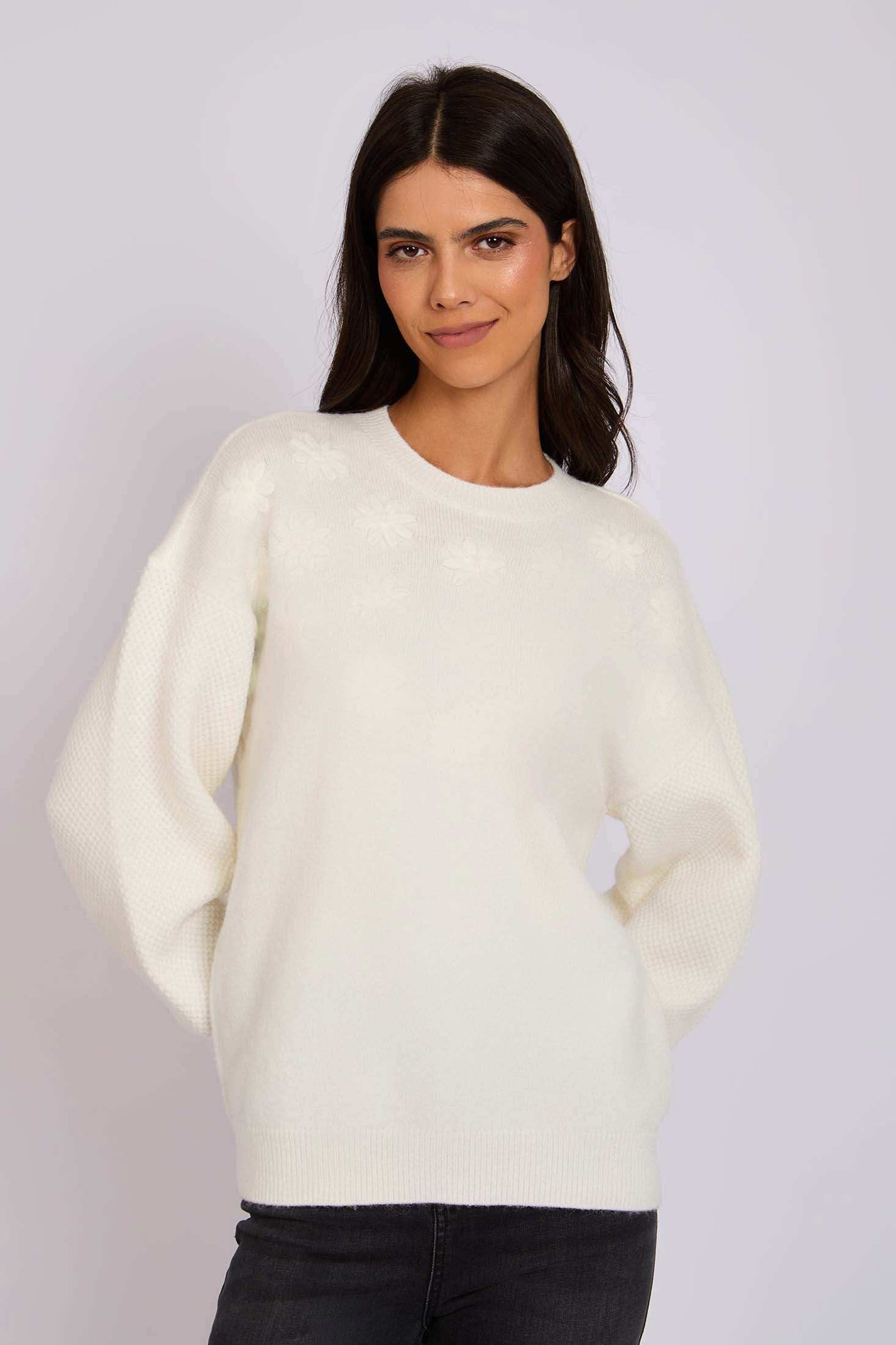 Women Regular Fit Pullover - Off White