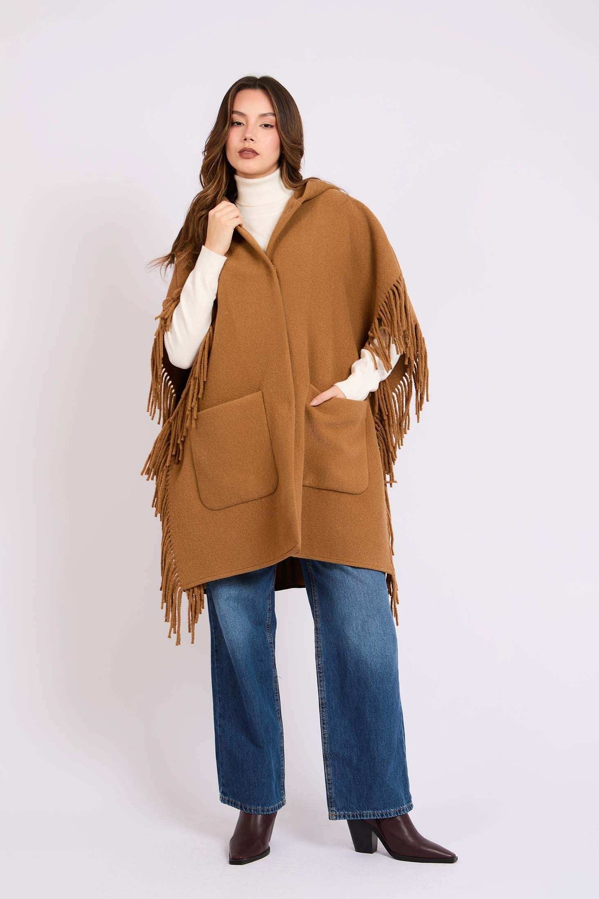 Women Regular Fit Cape Brown