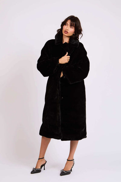 Women Regular Fit Coat - Black