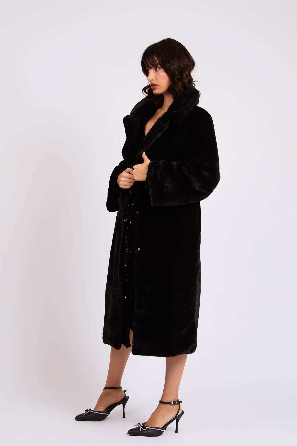 Women Regular Fit Coat Black