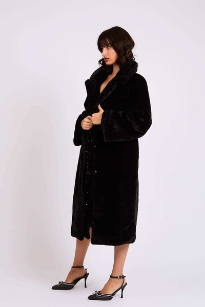 Women Regular Fit Coat - Black