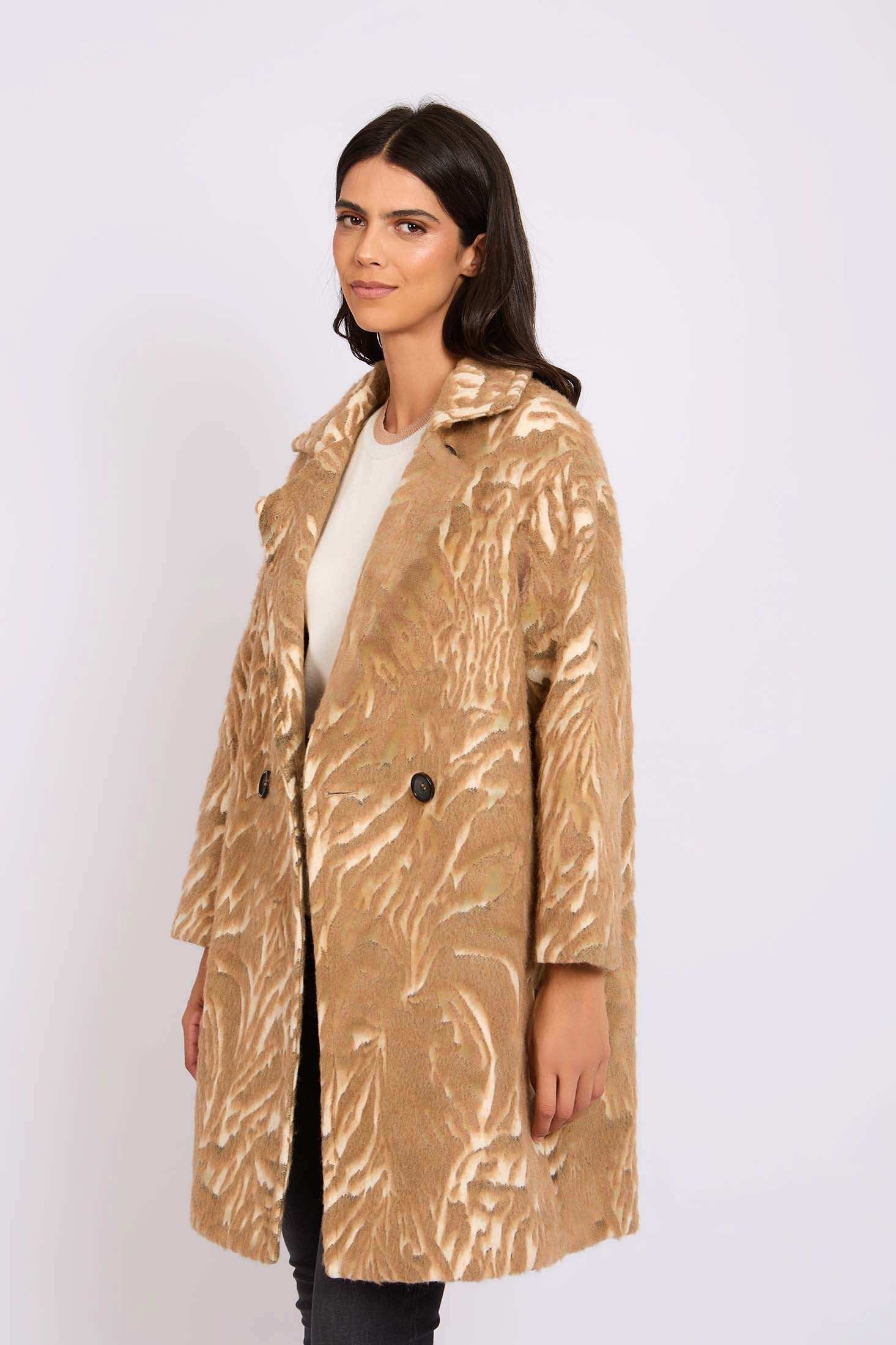 معطف نسائي عادي بلون بني