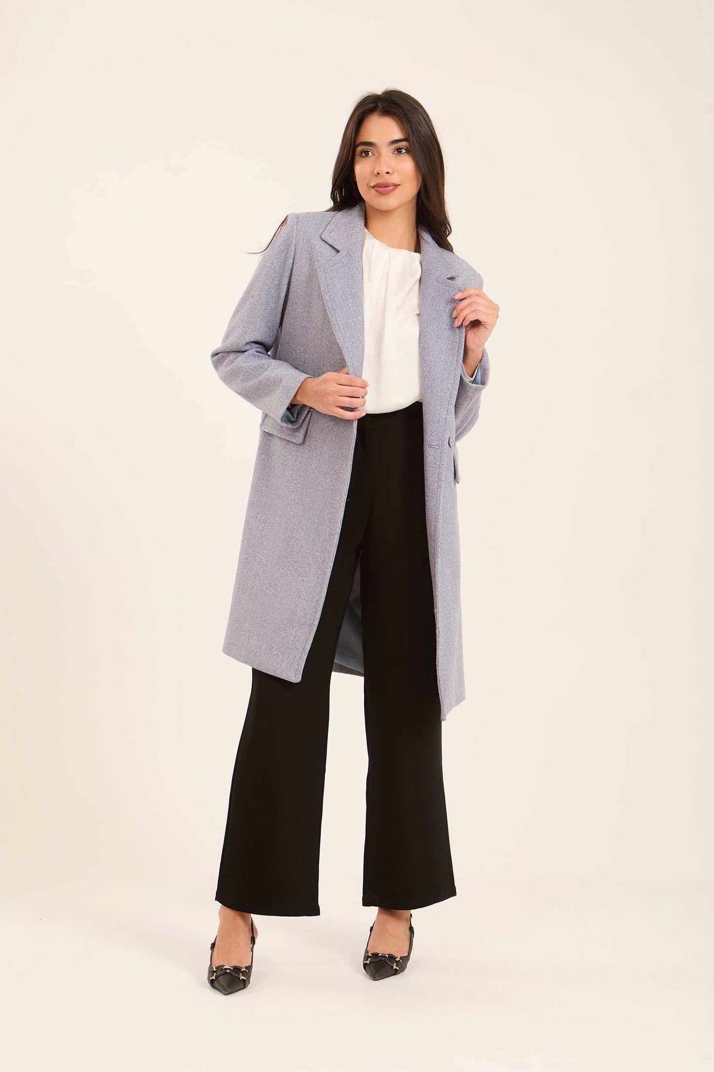 Women Oversized Long Coat Grey