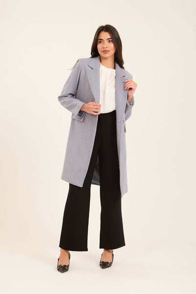 Women Oversized Long Coat - Grey