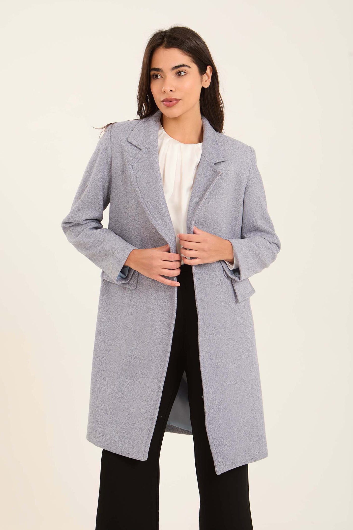 Women Oversized Long Coat - Grey