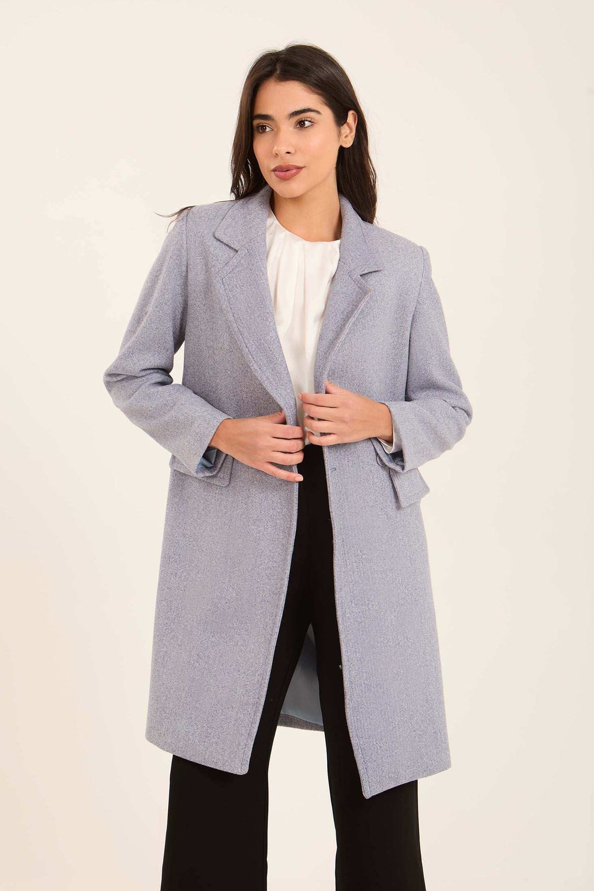 Women Oversized Long Coat Grey