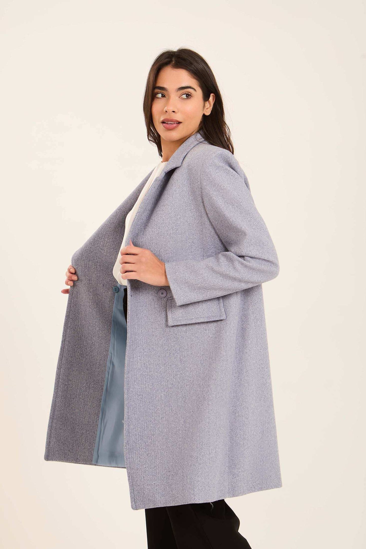 Women Oversized Long Coat Grey