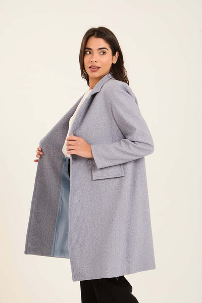 Women Oversized Long Coat - Grey