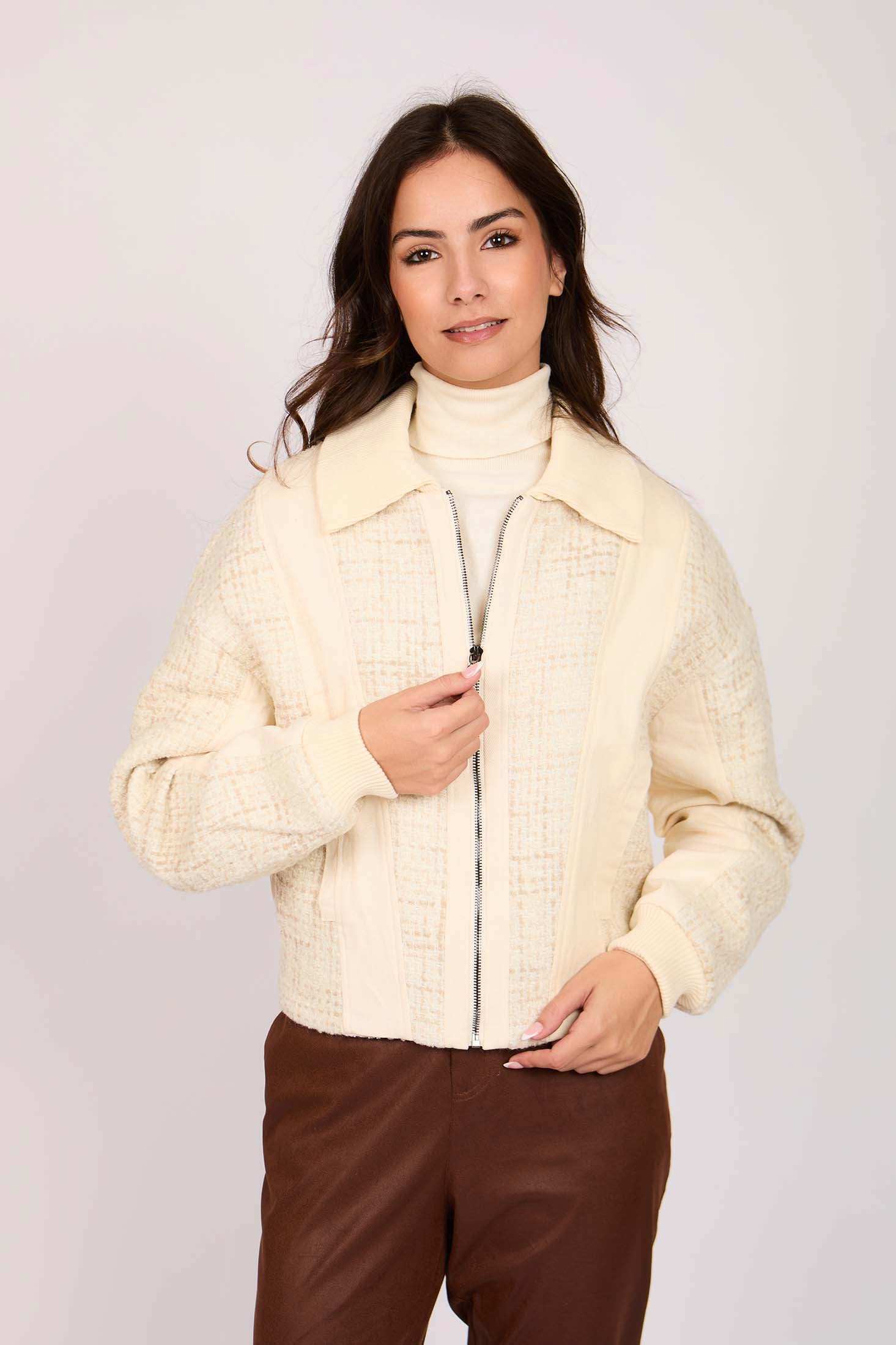 Women Regular Fit Jacket Off White