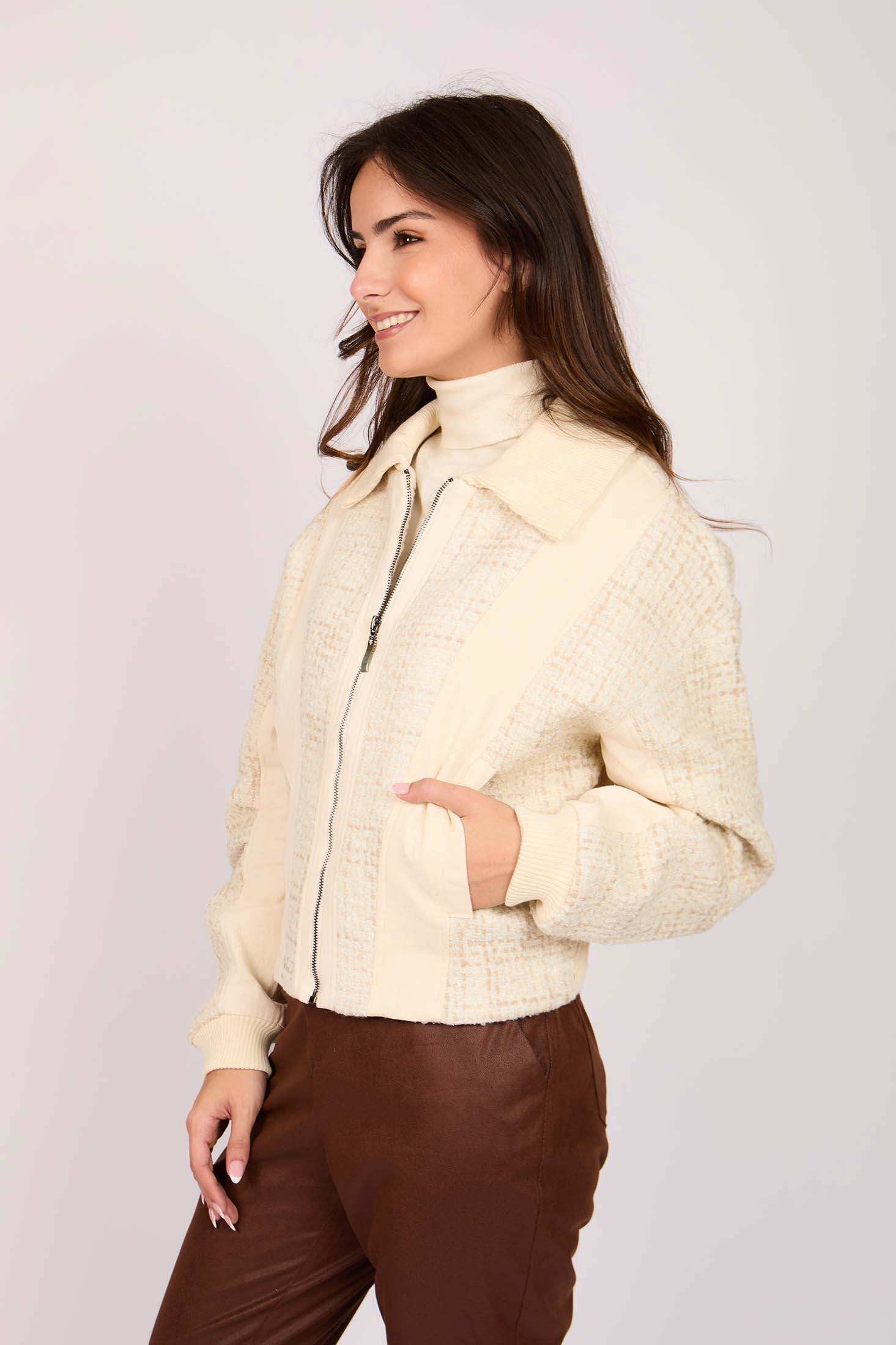 Women Regular Fit Jacket Off White
