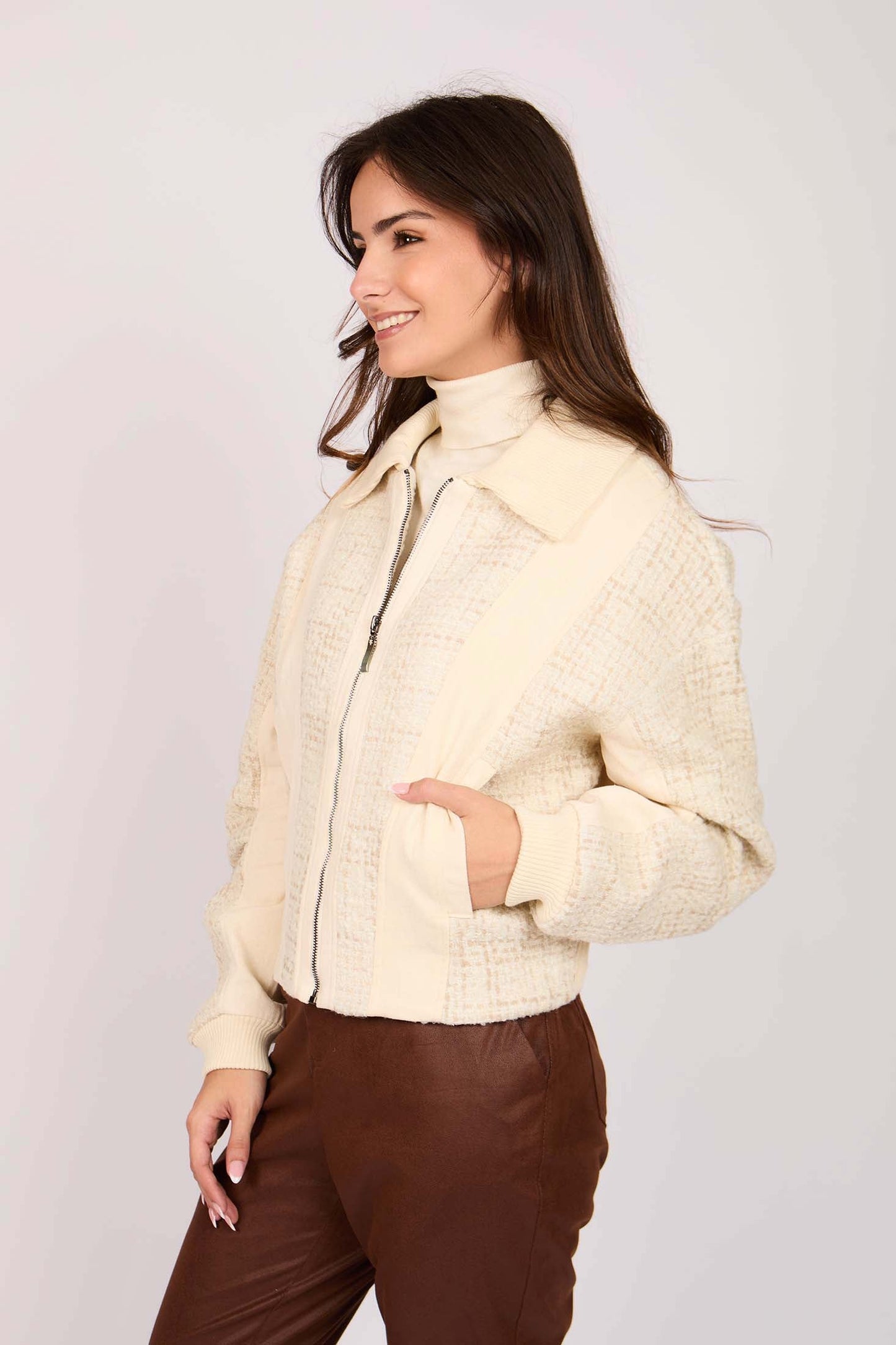 Women Regular Fit Jacket Off White