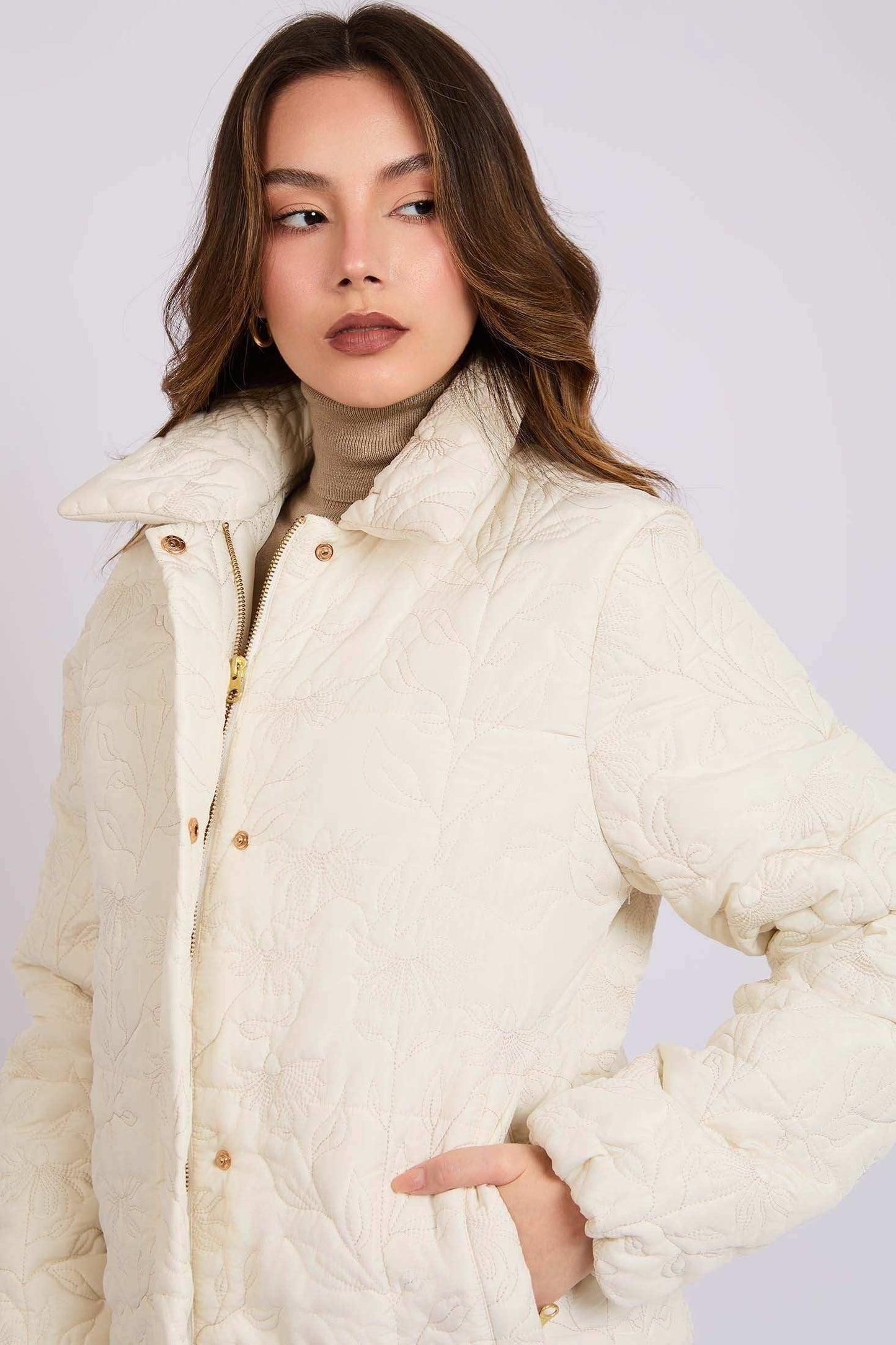 Women Regular Fit Jacket Off White