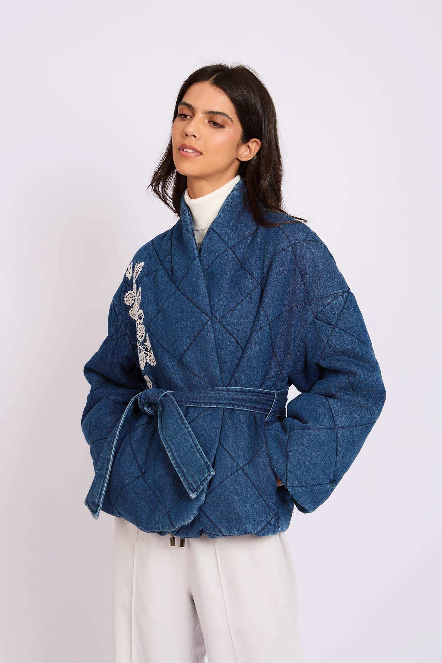 كيمونو نسائي عادي أزرق داكن