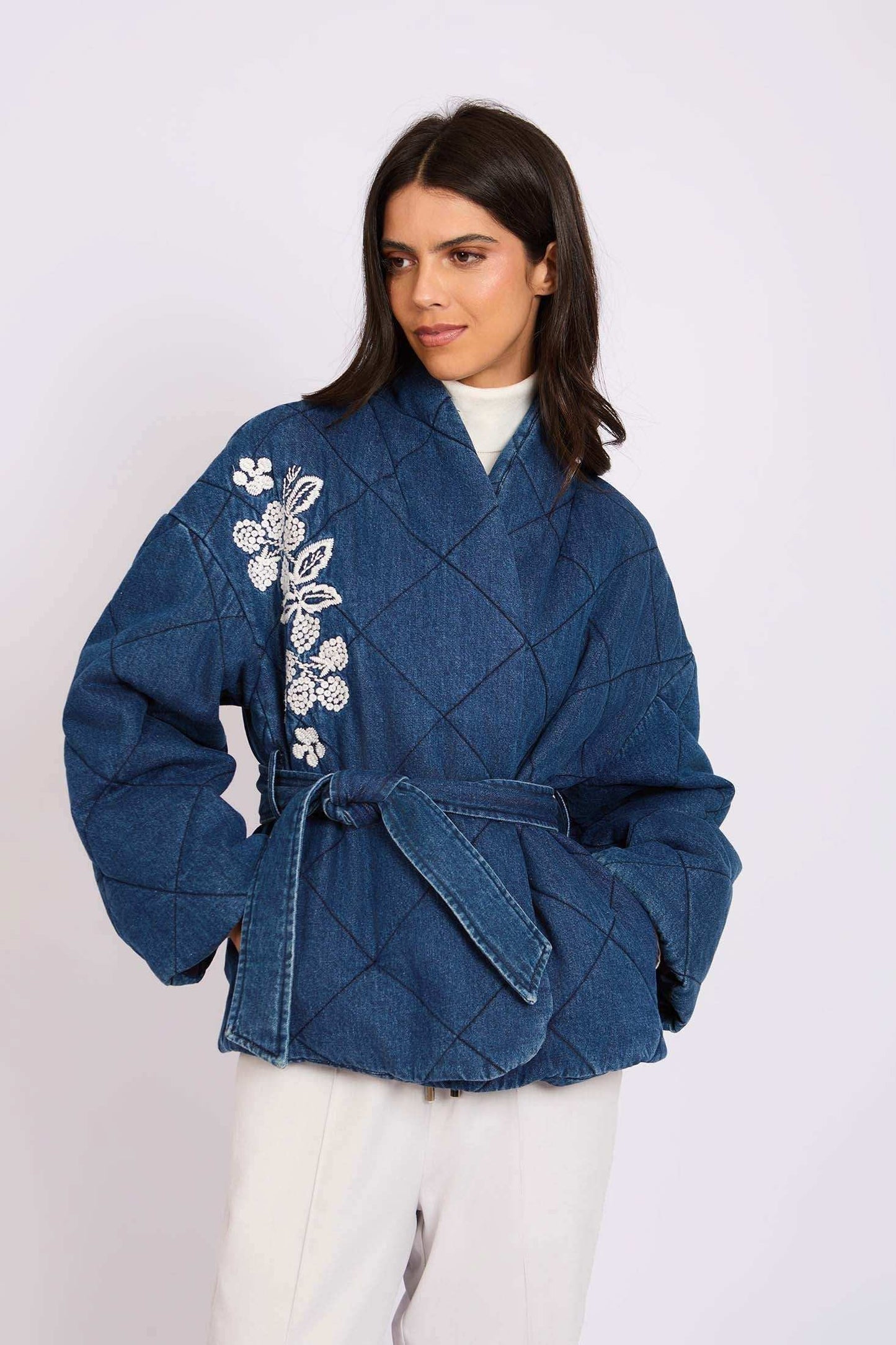 Women Regular Fit Kimono Dark Blue