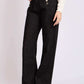 Women Loose Flare Denim with Waist Cotton Black