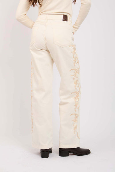 Women Wide Leg  Denim -Off White