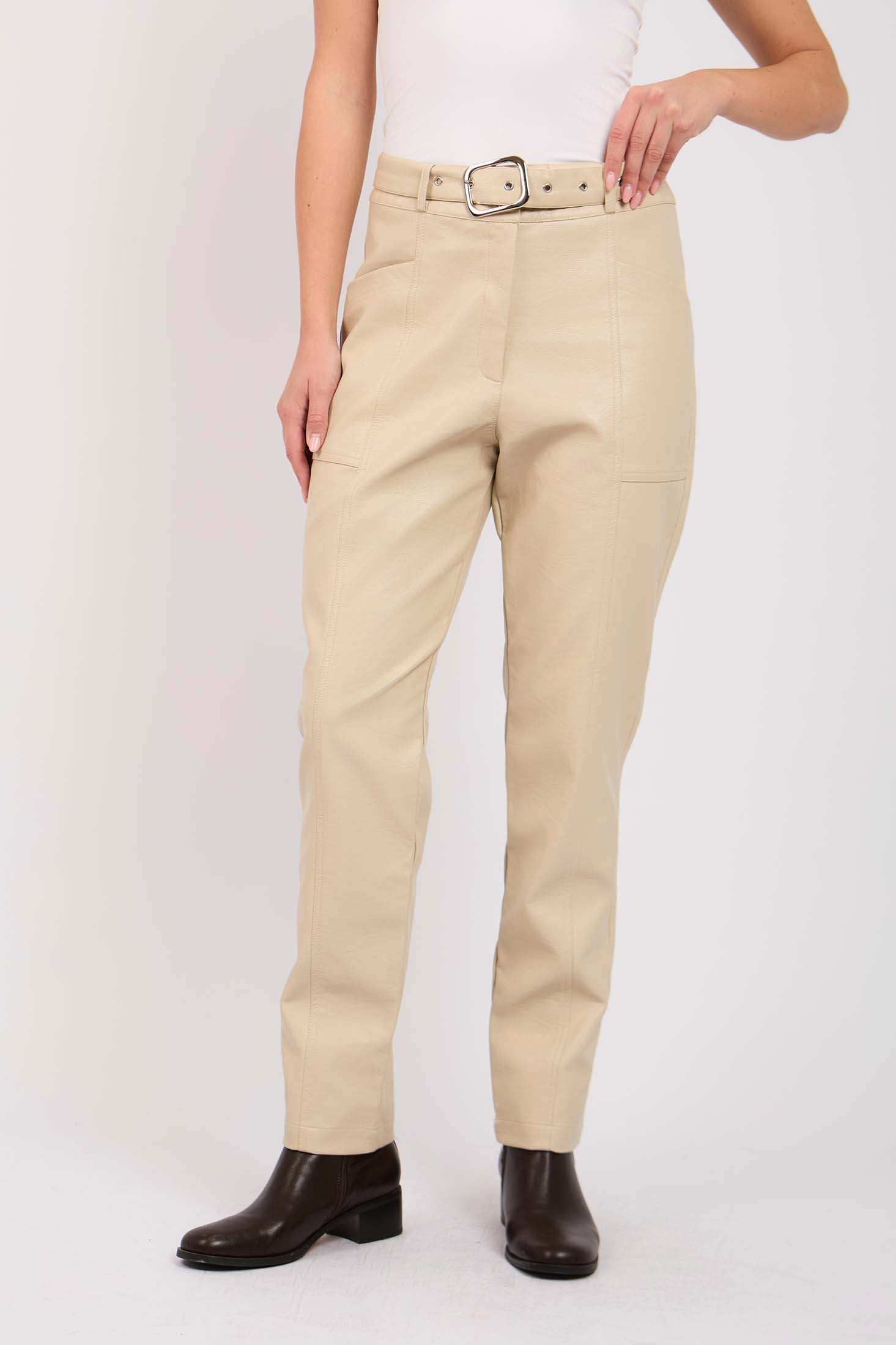 Women Regular Fit Pants Beige
