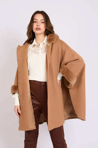 Women Cape Wool Camel