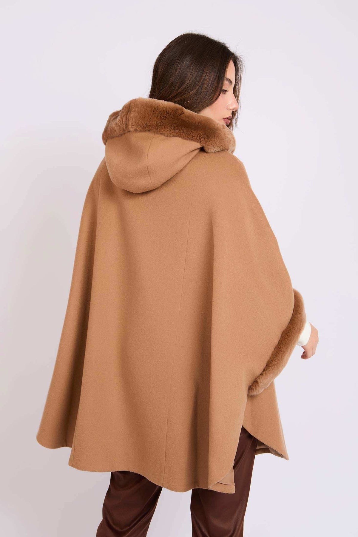 Women Cape Wool Camel
