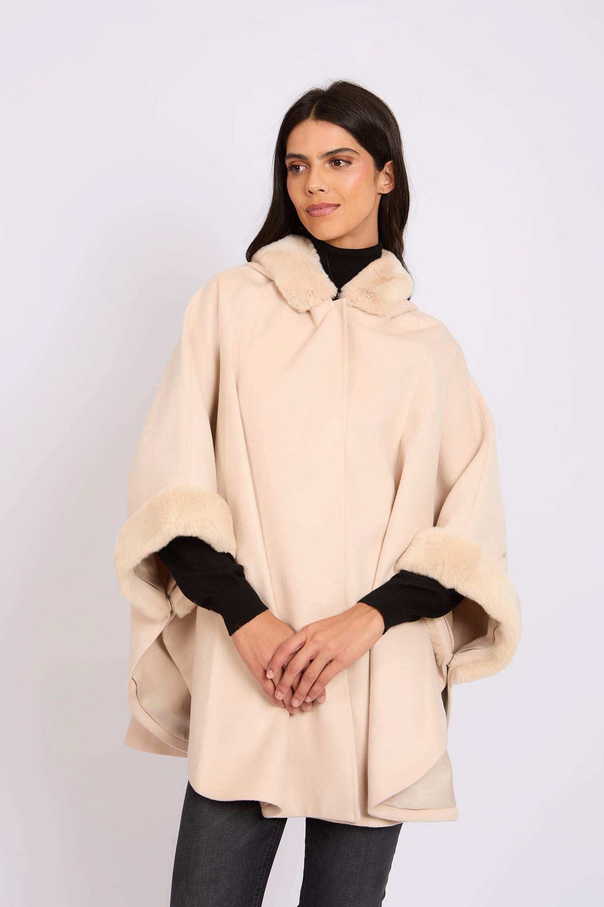 Women Cape Wool Ivory