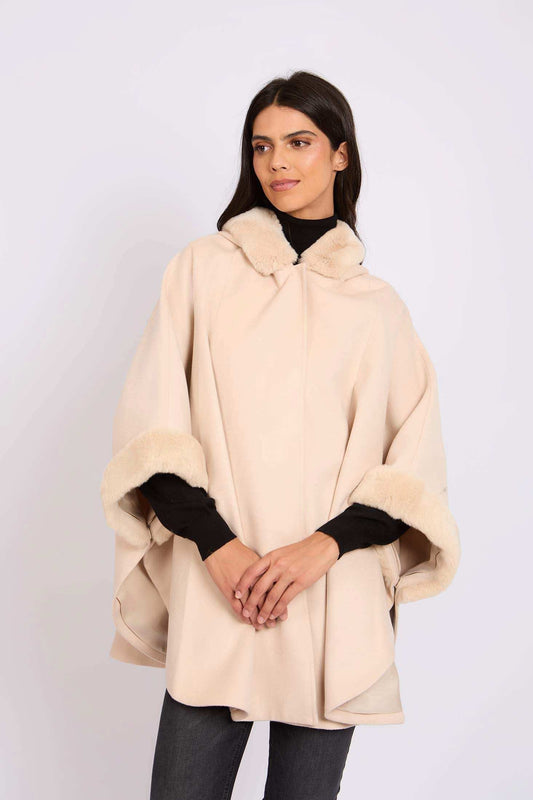 Women Cape Wool Ivory