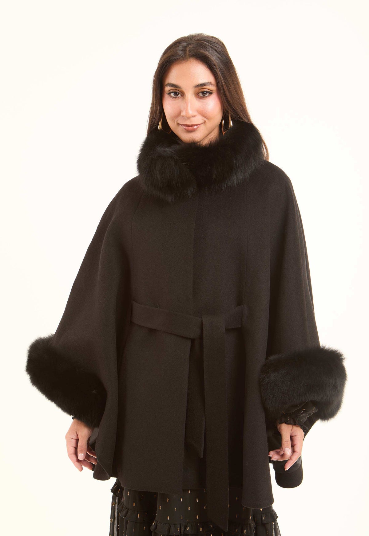 Women Cape Wool Black