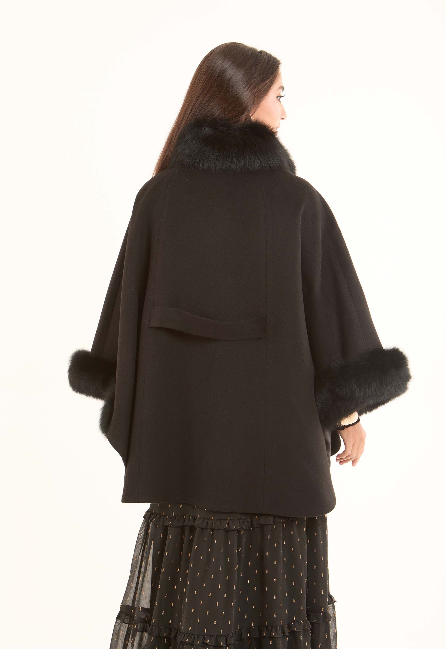 Women Cape Wool Black