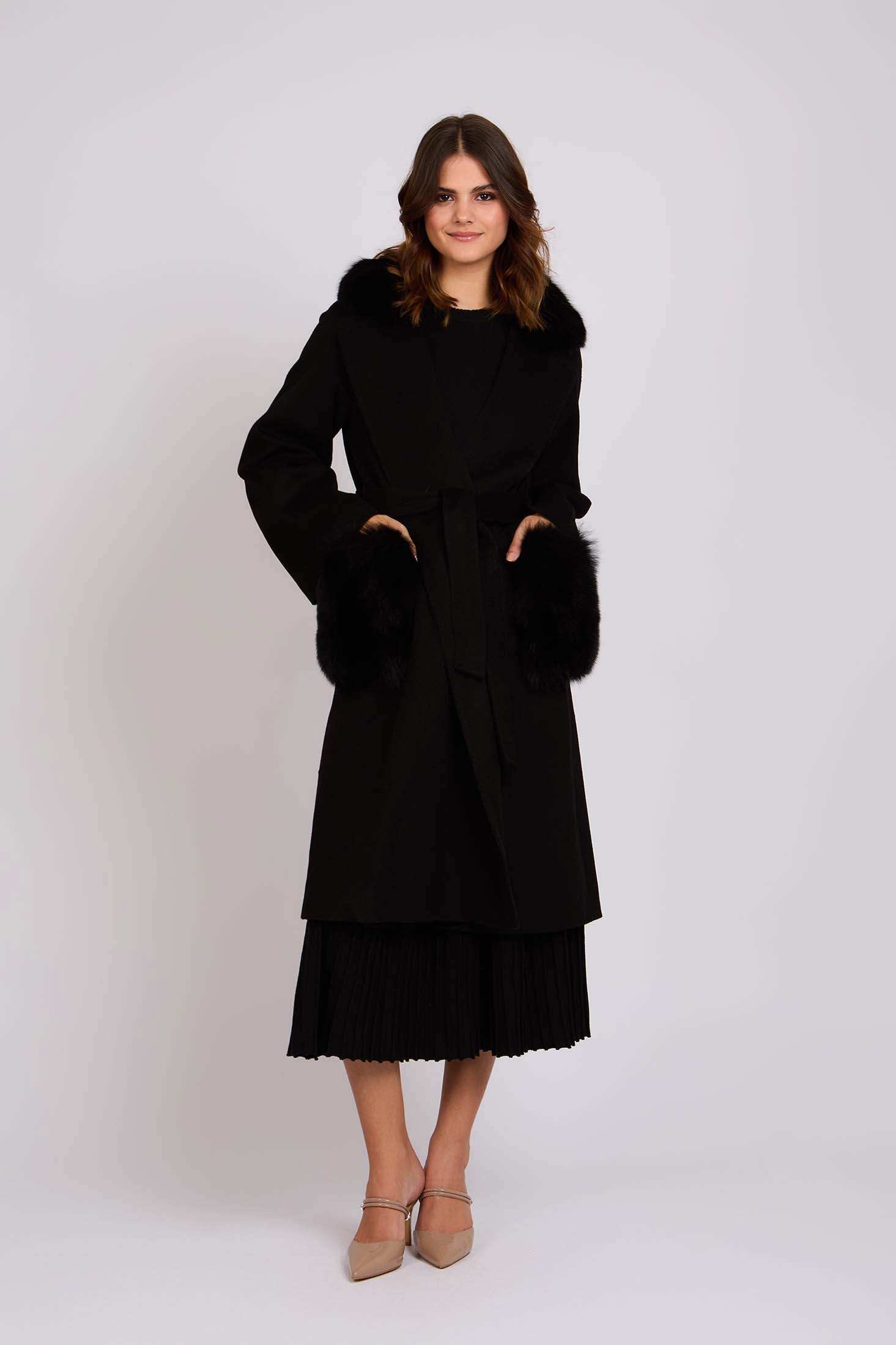 Women Coat Wool Black