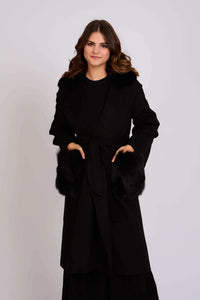 Women Coat Wool Black