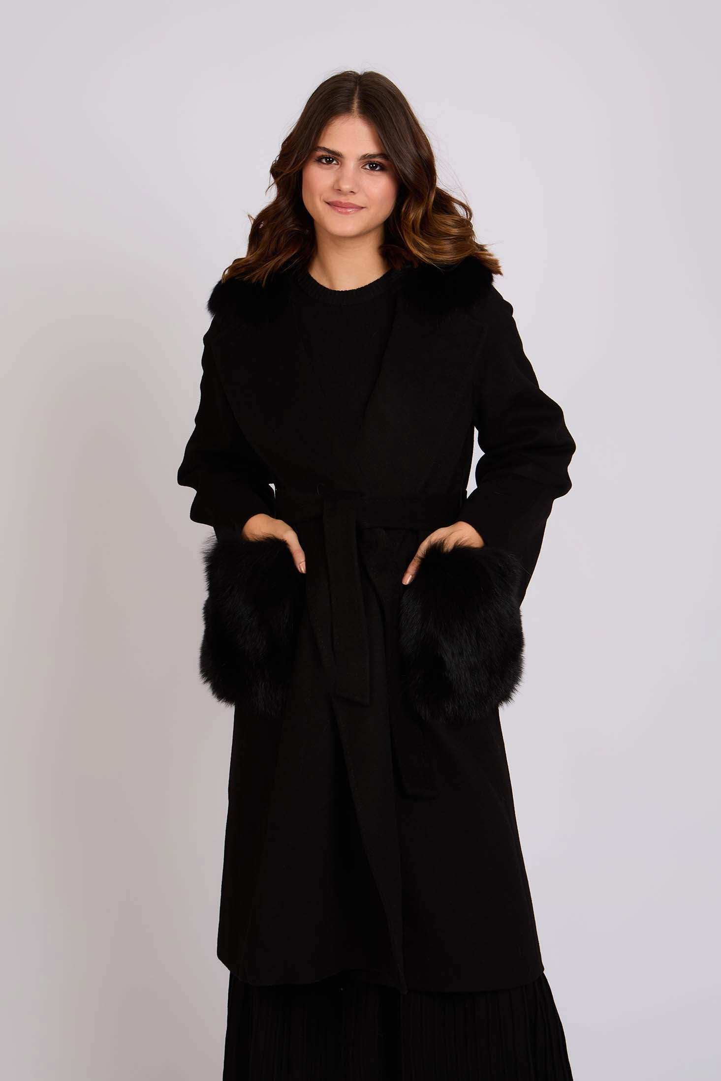 Women Coat Wool Black