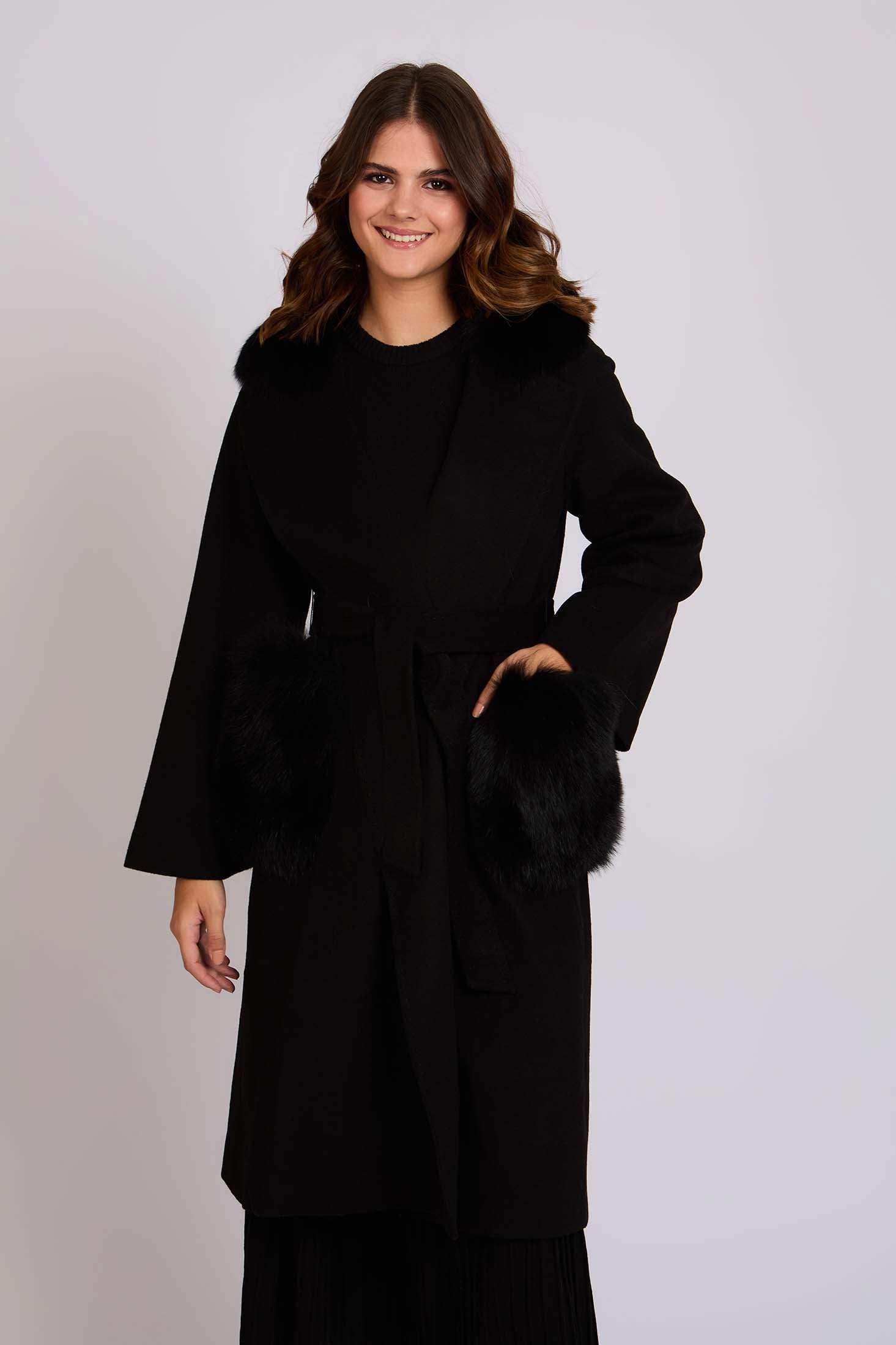 Women Coat Wool Black