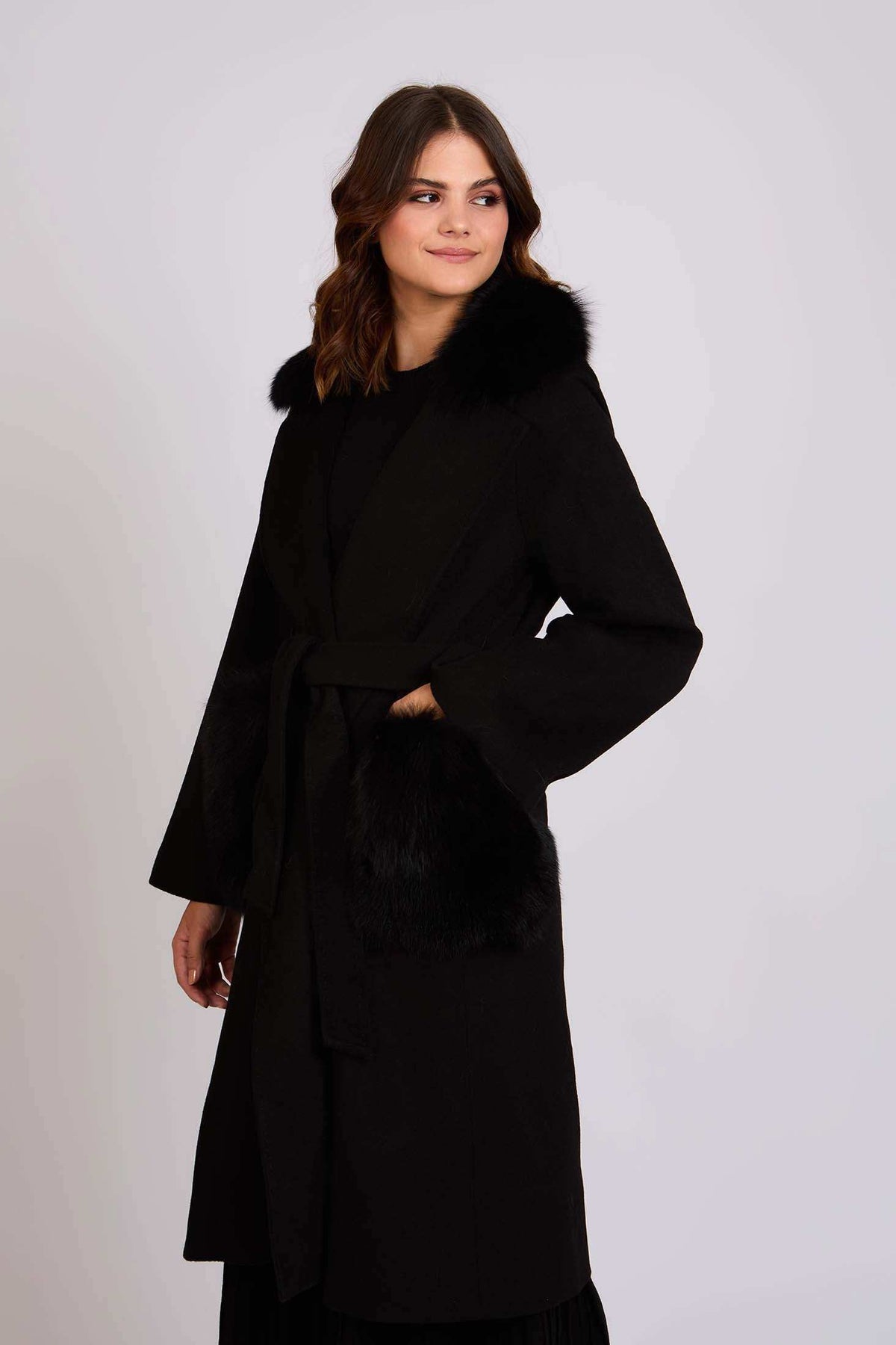 Women Coat Wool Black