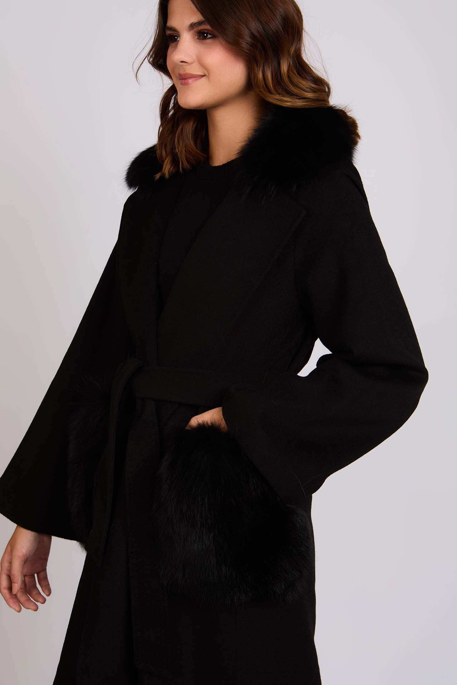 Women Coat Wool Black