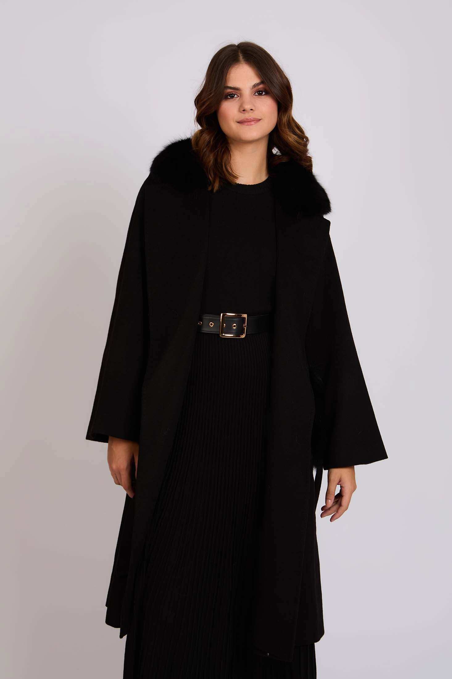 Women Coat Wool Black